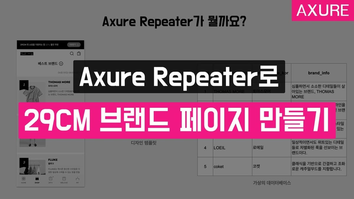 Axure 리피터로 29CM 브랜드 페이지 만들기