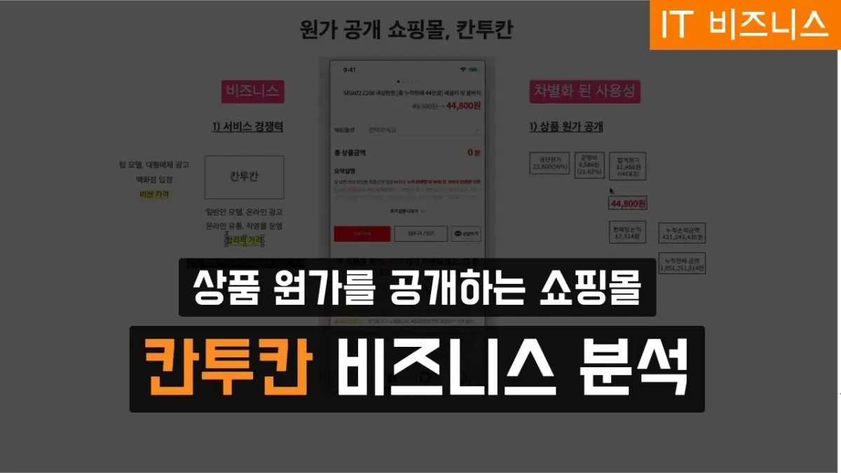 상품 원가를 공개하는 쇼핑몰, 칸투칸 비즈니스 분석!